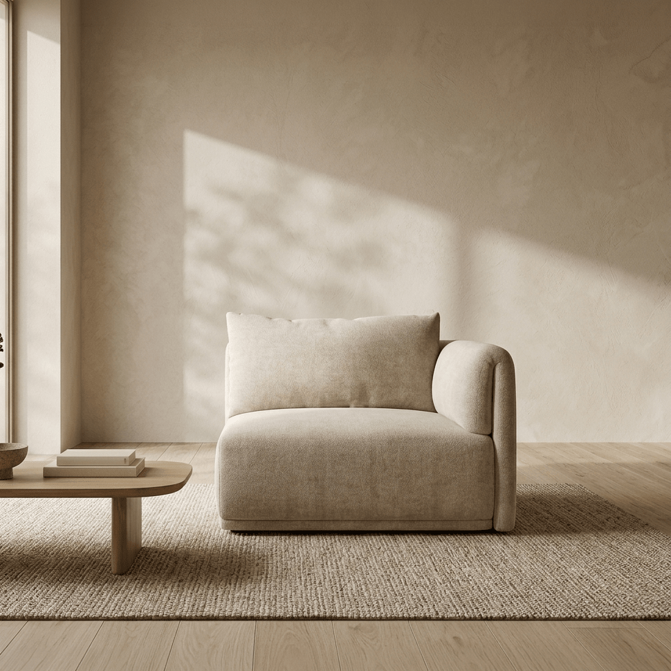 Módulo de sofá braço direito bege COTILLARD - Gato Preto