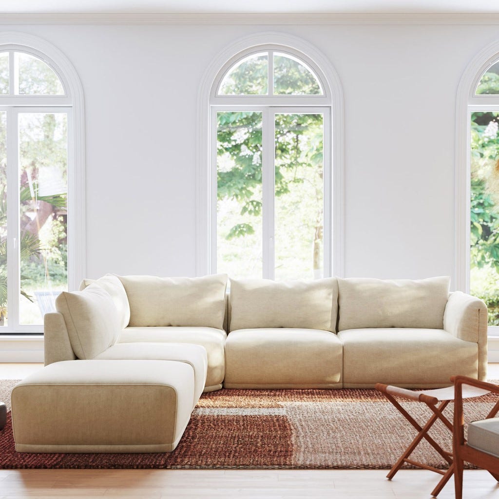 Módulo de sofá braço direito bege COTILLARD - Gato Preto