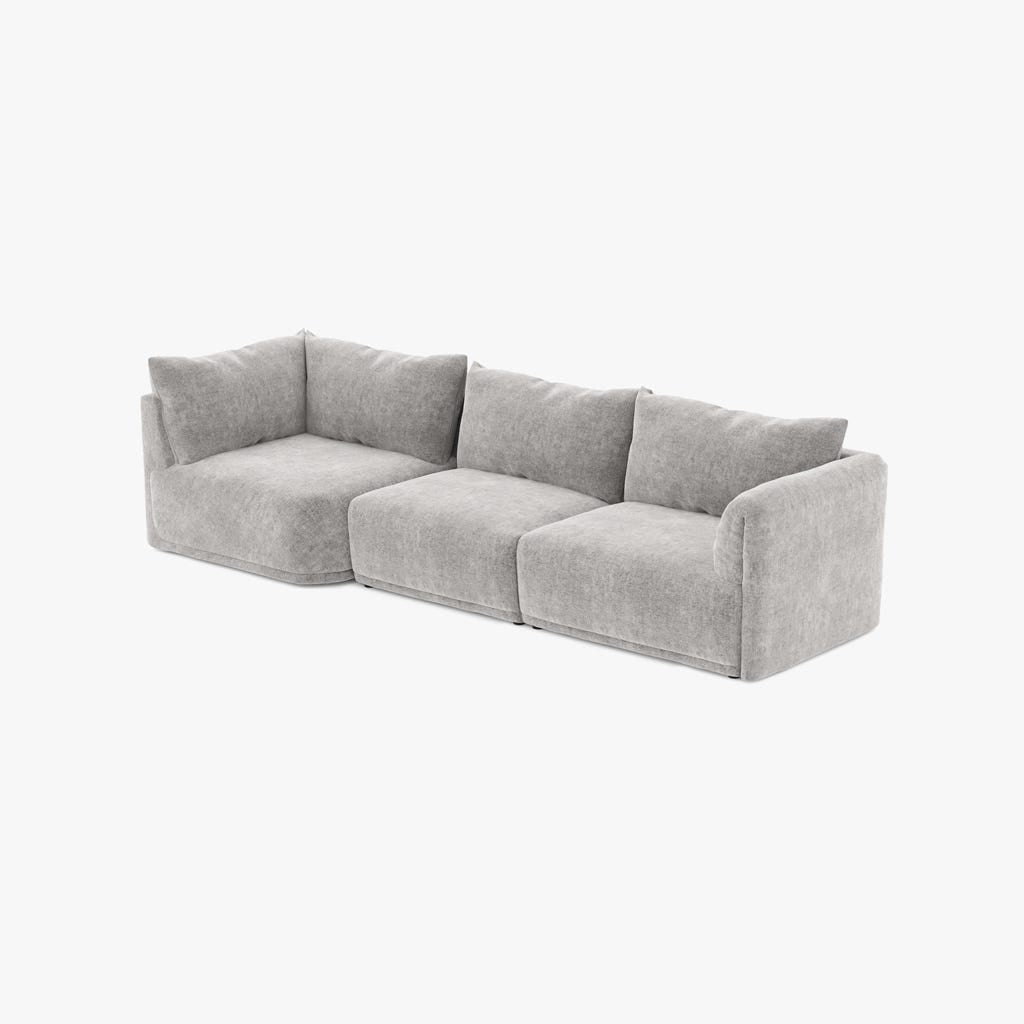 Módulo de sofá braço direito cinza COTILLARD - Gato Preto