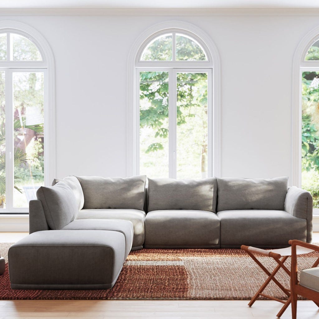 Módulo de sofá braço direito cinza COTILLARD - Gato Preto