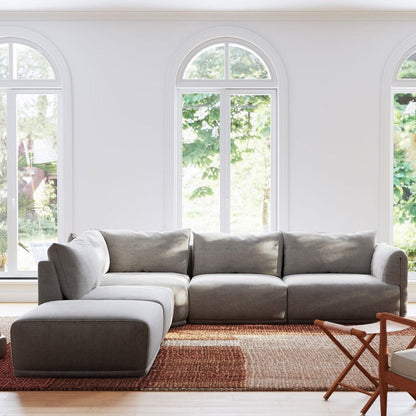 Módulo de sofá braço direito cinza COTILLARD - Gato Preto