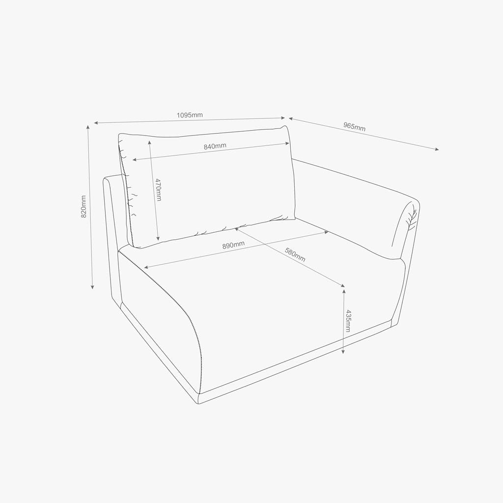 Módulo de sofá braço direito cinza COTILLARD - Gato Preto