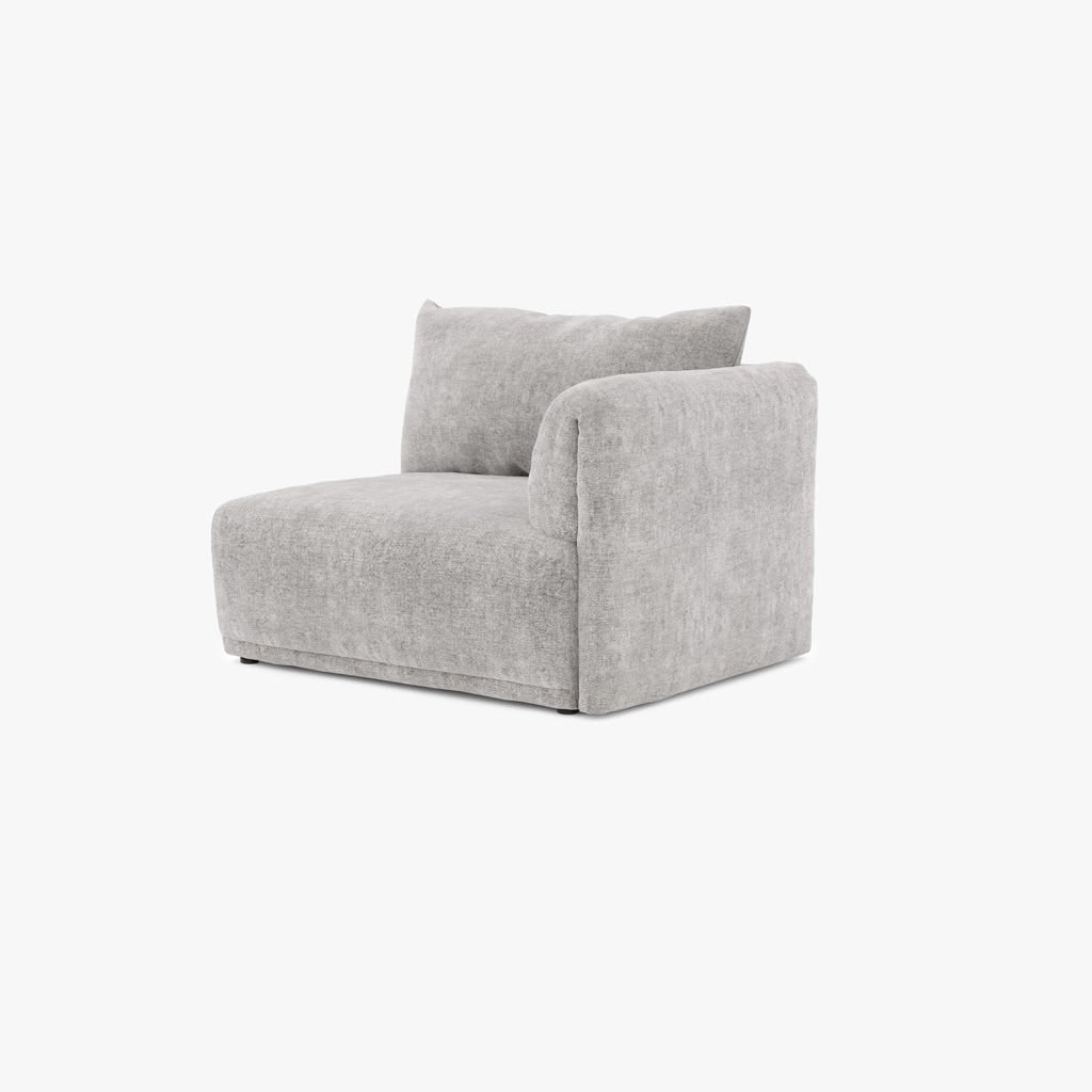 Módulo de sofá braço direito cinza COTILLARD - Gato Preto