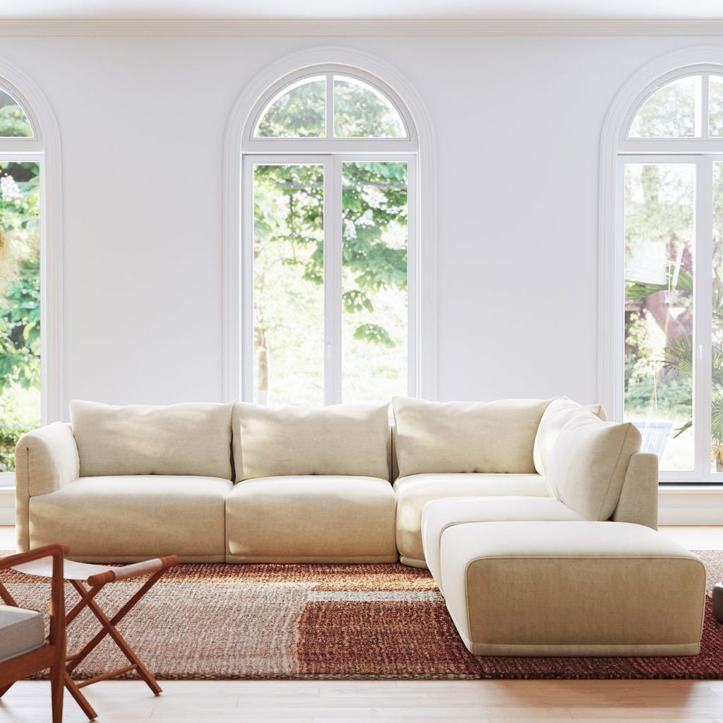 Módulo de sofá braço esquerdo bege COTILLARD - Gato Preto