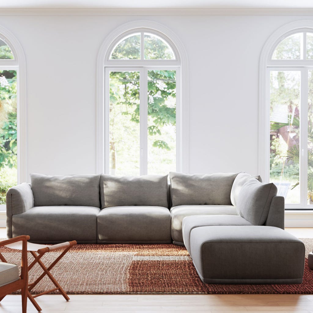 Módulo de sofá braço esquerdo cinza COTILLARD - Gato Preto