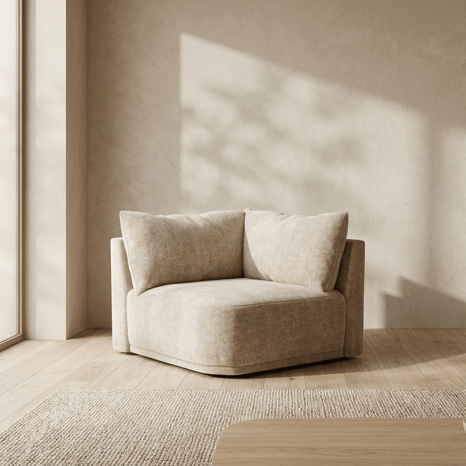 Módulo de sofá canto bege COTILLARD - Gato Preto