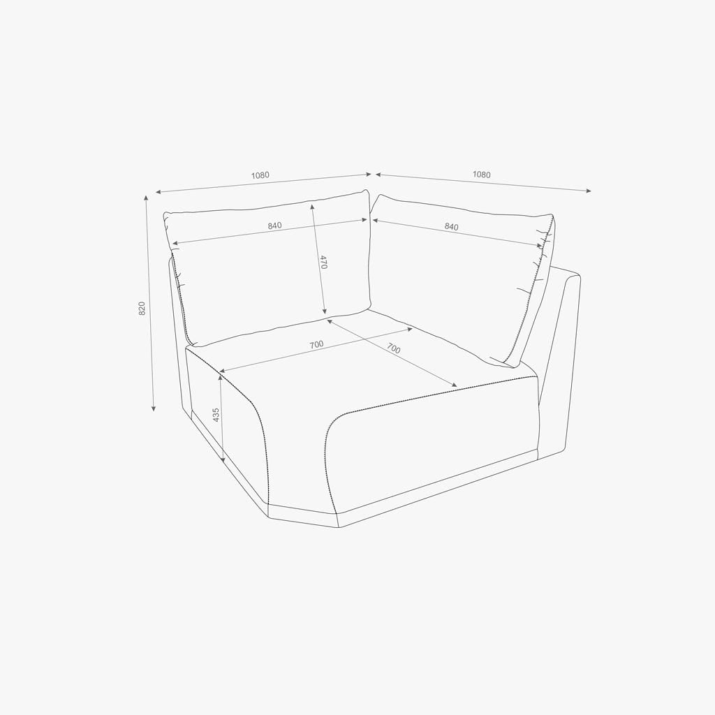 Módulo de sofá canto cinza COTILLARD - Gato Preto