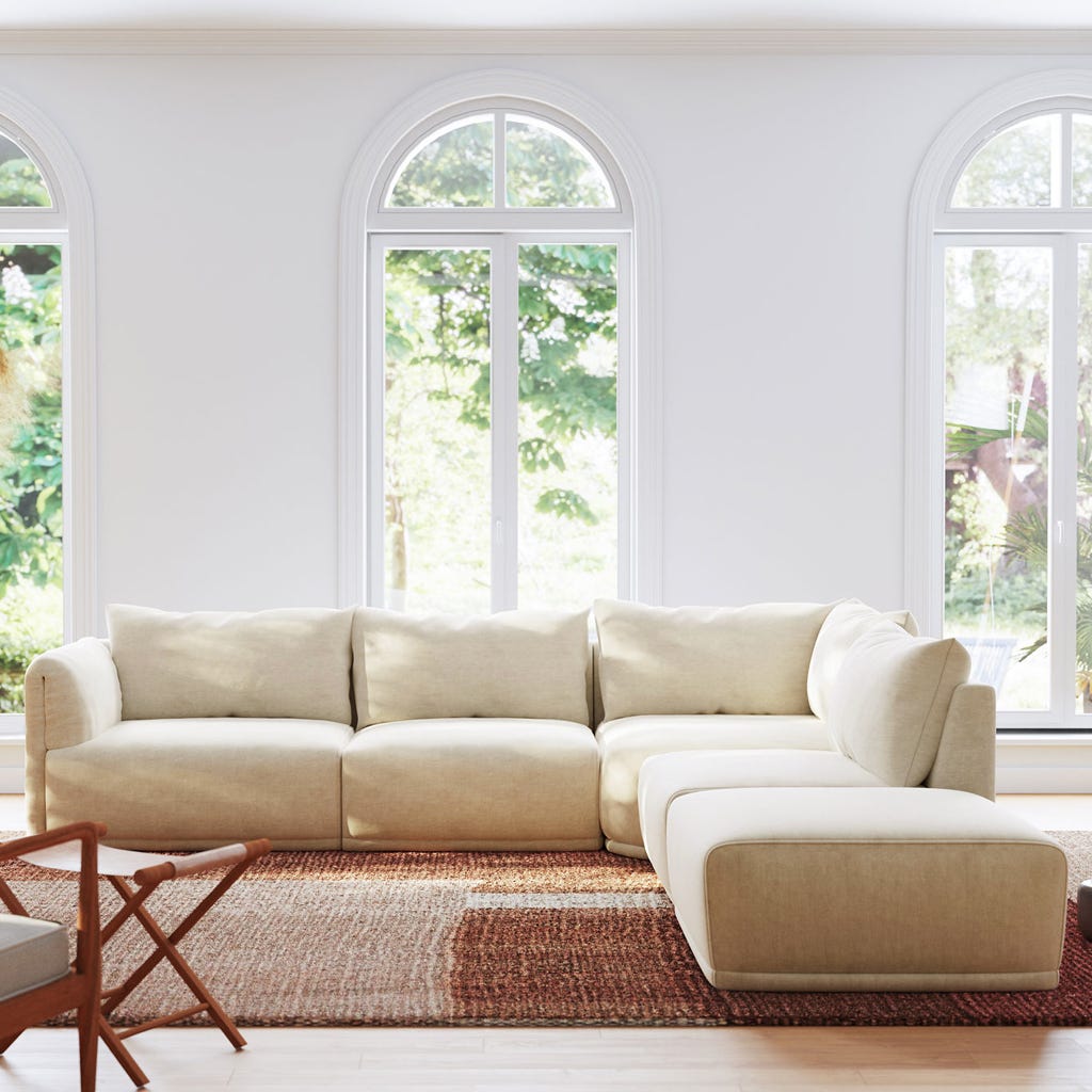 Módulo de sofá pouf bege COTILLARD - Gato Preto