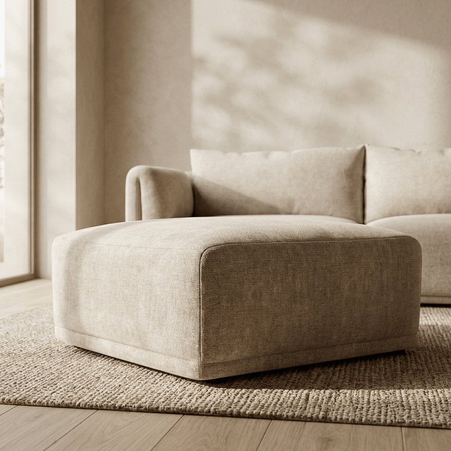 Módulo de sofá pouf bege COTILLARD - Gato Preto