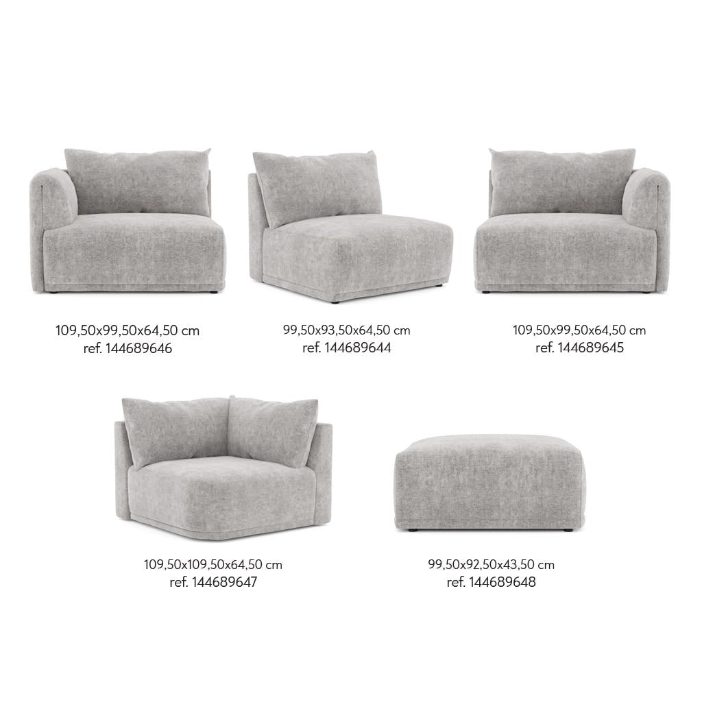 Módulo de sofá pouf cinza COTILLARD - Gato Preto