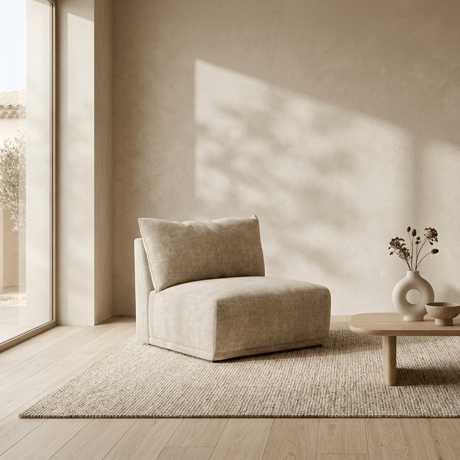 Módulo de sofá sem braço bege COTILLARD - Gato Preto