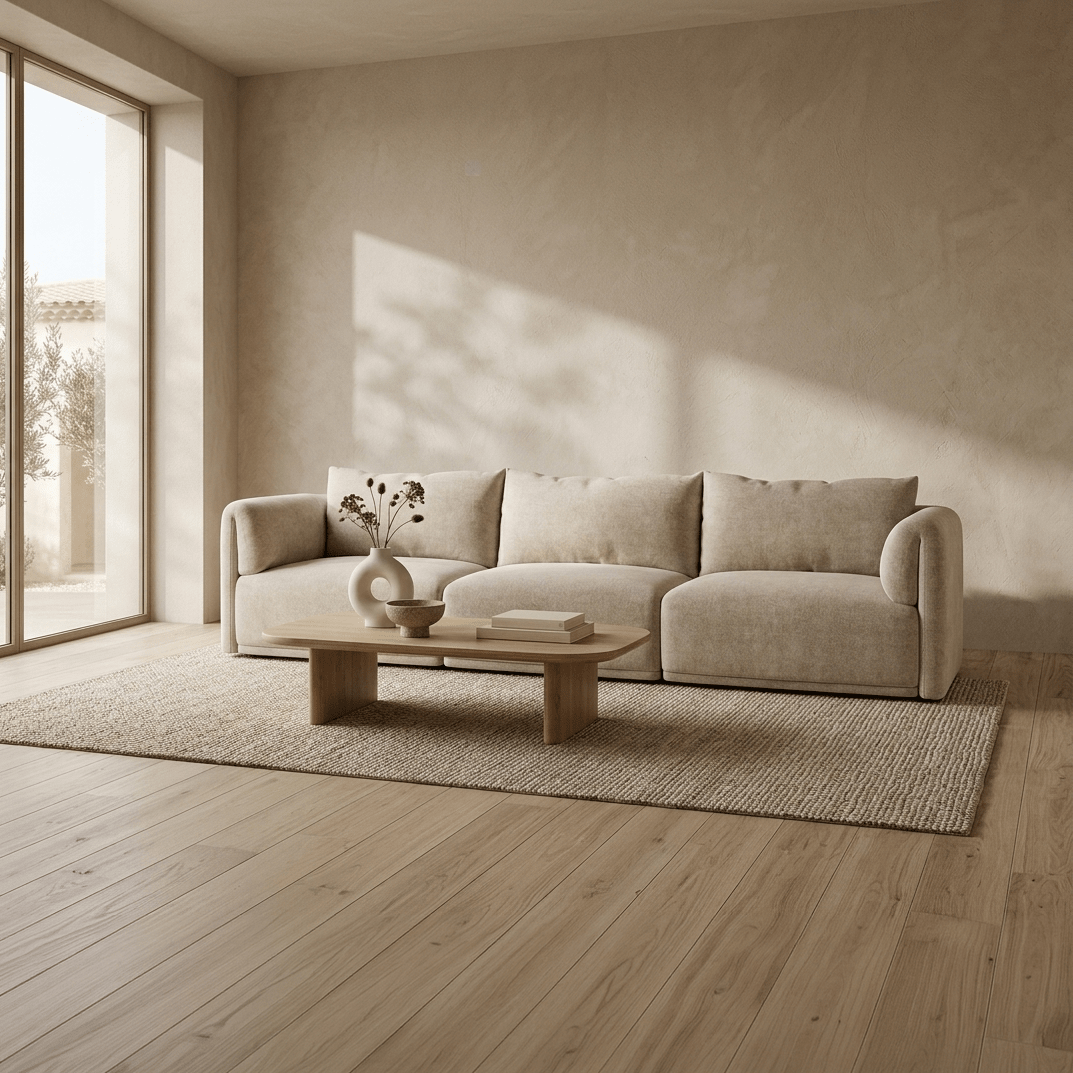 Módulo de sofá sem braço bege COTILLARD - Gato Preto