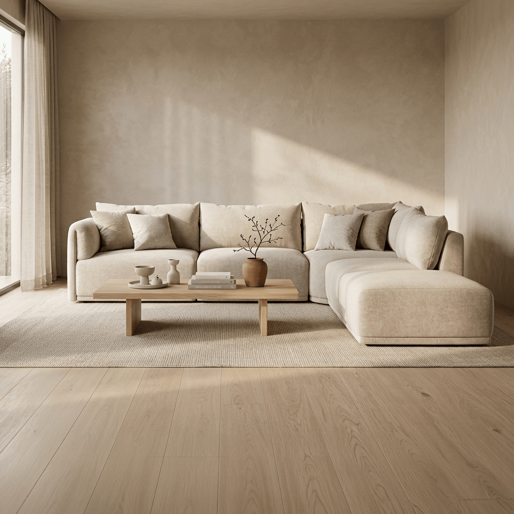 Módulo de sofá sem braço bege COTILLARD - Gato Preto