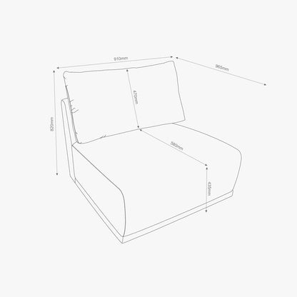 Módulo de sofá sem braço cinza COTILLARD - Gato Preto