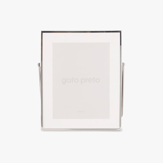 Moldura com Pé Prateada 15x20 SHINY & BRUSHED - Gato Preto