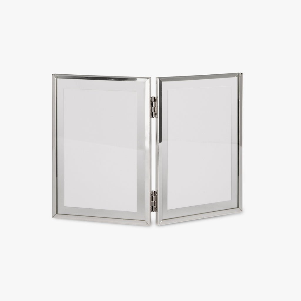 Moldura Dupla Vertical Prateada 10x15 SHINY & BRUSHED - Gato Preto