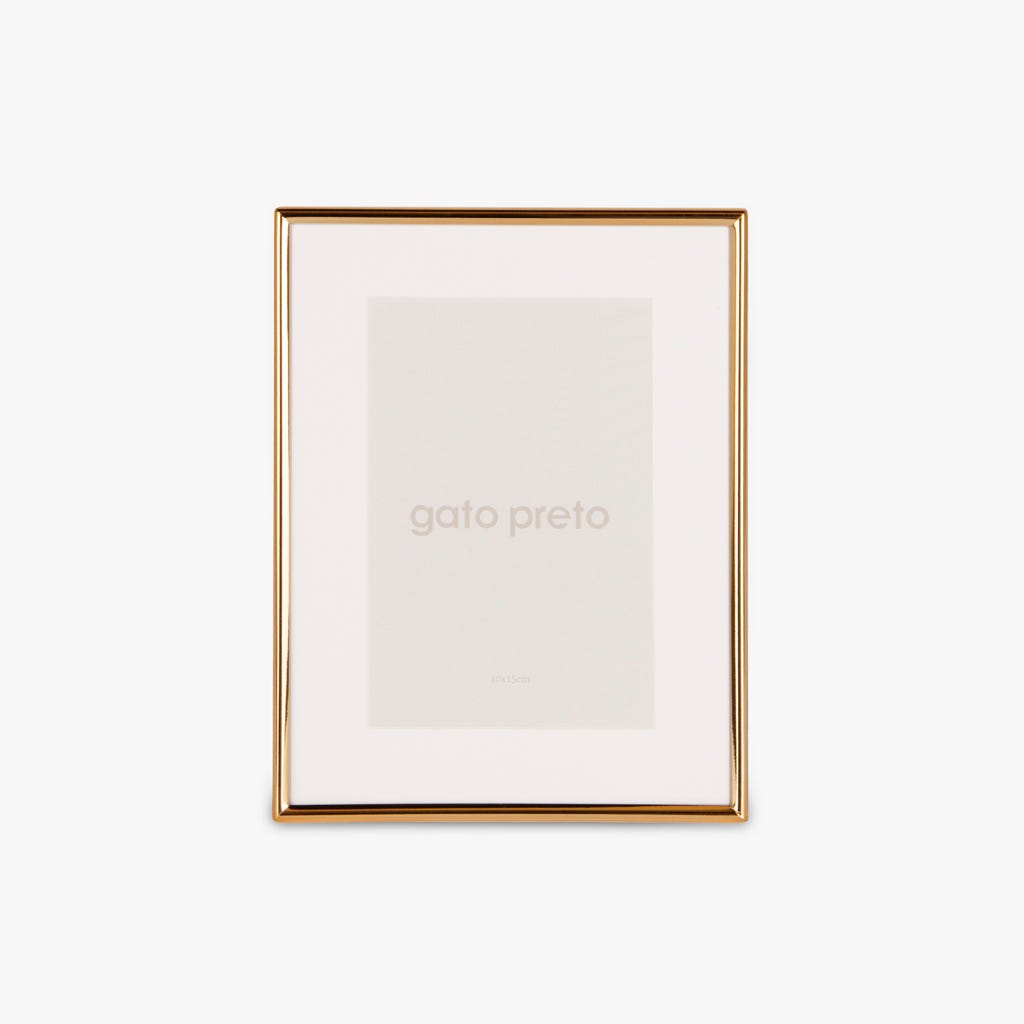 Moldura Lisa Dourada 10x15 SHINY & BRUSHED - Gato Preto