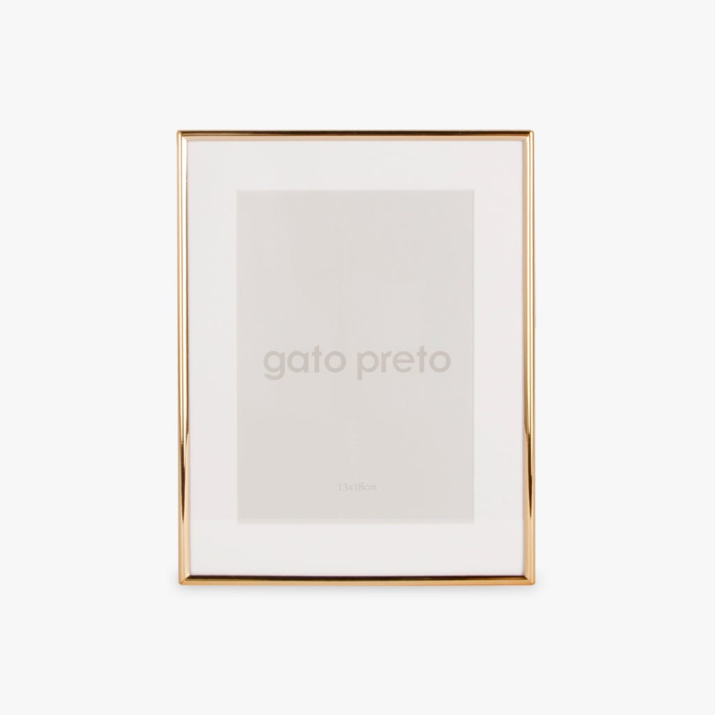 Moldura Lisa Dourada 13x18 SHINY & BRUSHED - Gato Preto