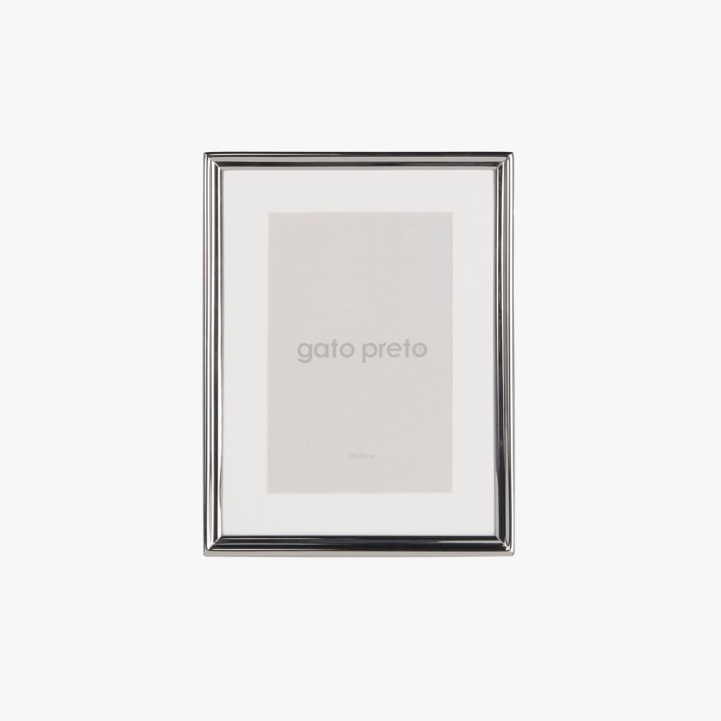 Moldura Lisa Prateada 10x15 SHINY & BRUSHED - Gato Preto