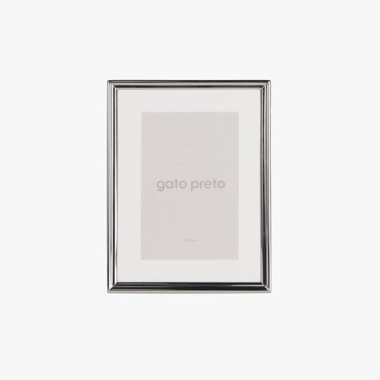 Moldura Lisa Prateada 10x15 SHINY & BRUSHED - Gato Preto