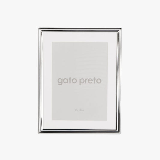 Moldura Lisa Prateada 13x18 SHINY & BRUSHED - Gato Preto