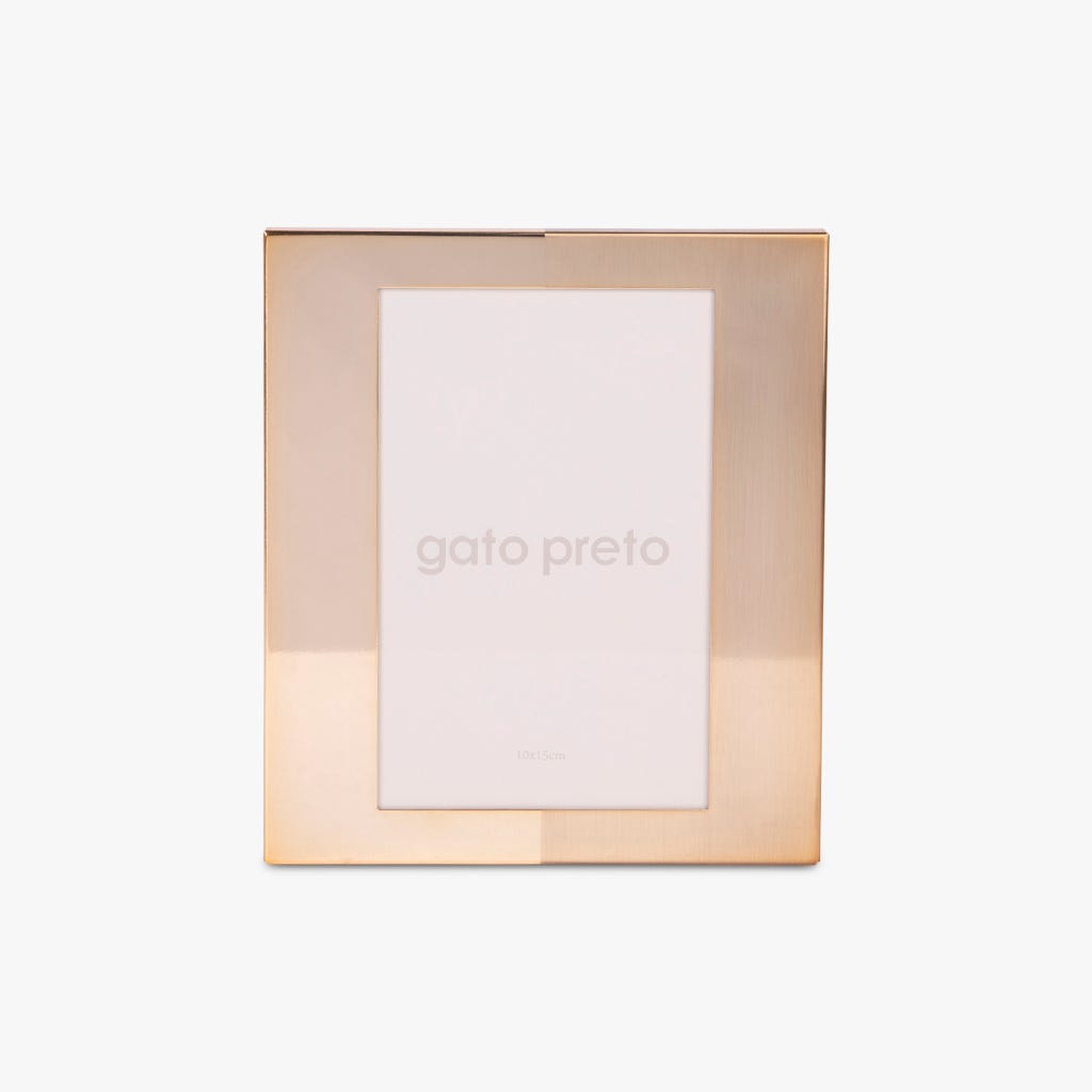 Moldura Tons Dourado 10x15 SHINY & BRUSHED - Gato Preto