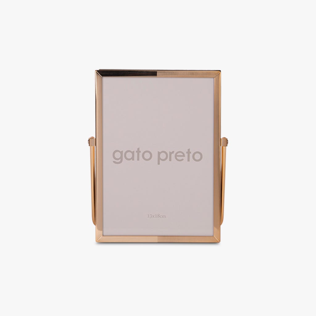 Moldura Tons Dourado com Pé 13x18 SHINY & BRUSHED - Gato Preto