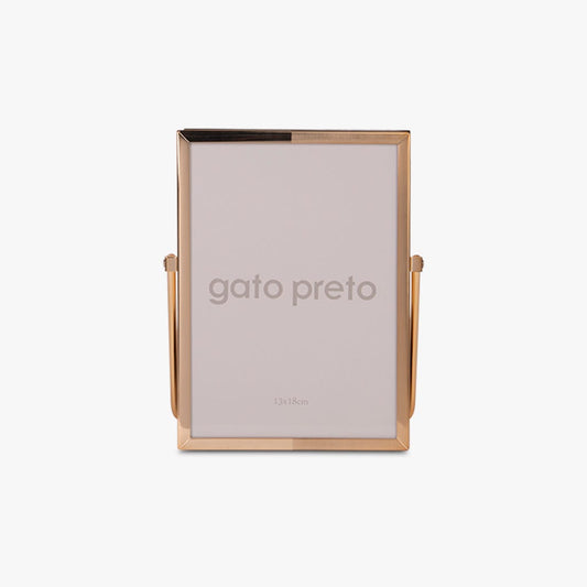 Moldura Tons Dourado com Pé 13x18 SHINY & BRUSHED - Gato Preto