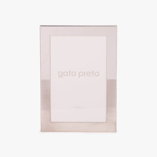 Moldura Tons Prateado 10x15 SHINY & BRUSHED - Gato Preto