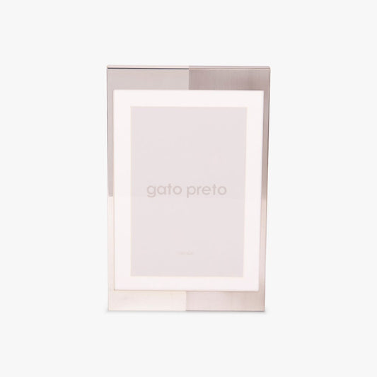 Moldura Tons Prateado 10x15 SHINY & BRUSHED - Gato Preto