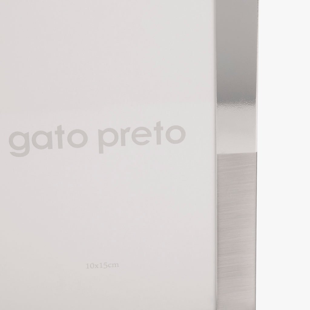 Moldura Tons Prateado 10x15 SHINY & BRUSHED - Gato Preto