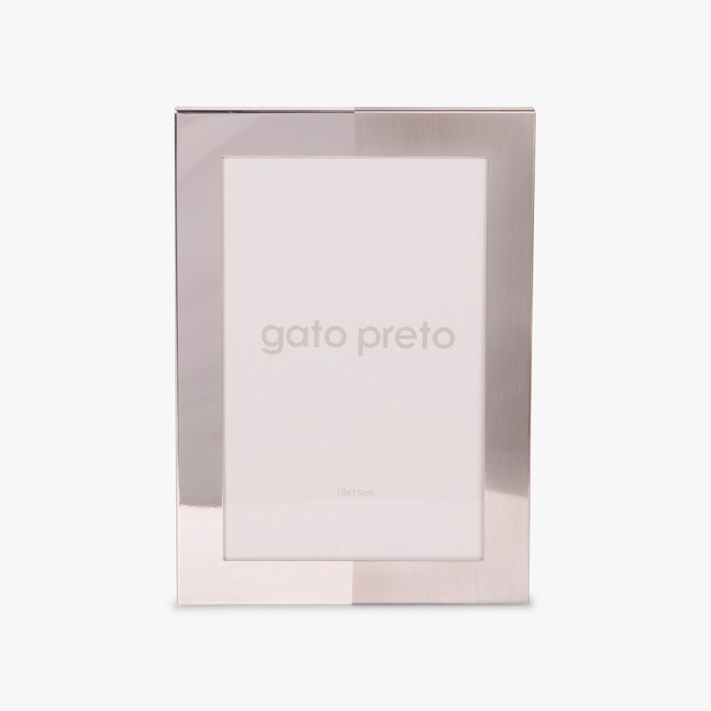 Moldura Tons Prateado 10x15 SHINY & BRUSHED - Gato Preto