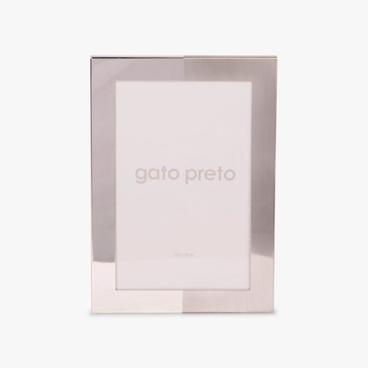 Moldura Tons Prateado 10x15 SHINY & BRUSHED - Gato Preto