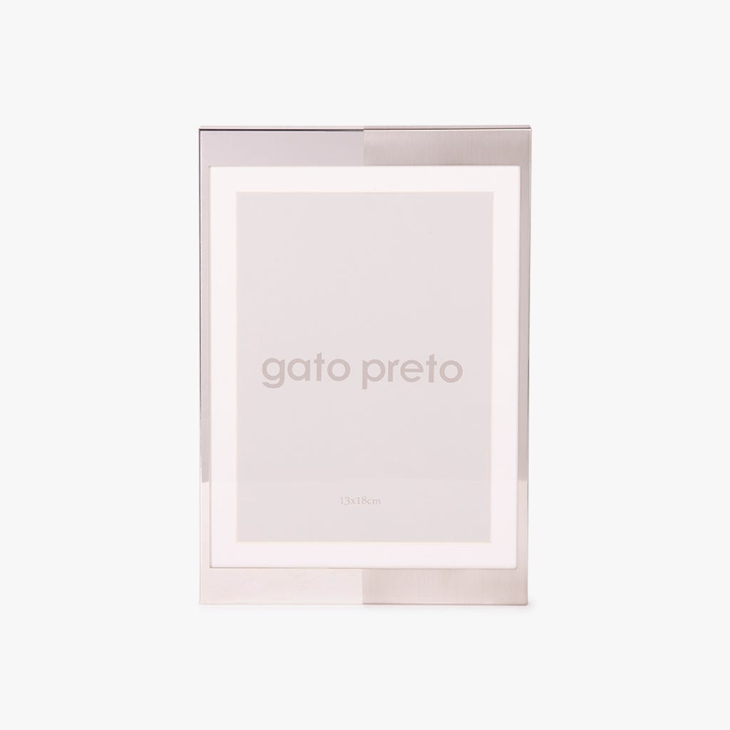 Moldura Tons Prateado 13x18 SHINY & BRUSHED - Gato Preto