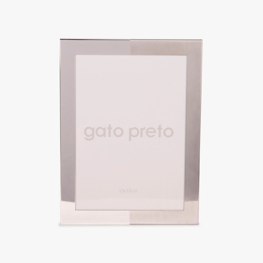 Moldura Tons Prateado 13x18 SHINY & BRUSHED - Gato Preto