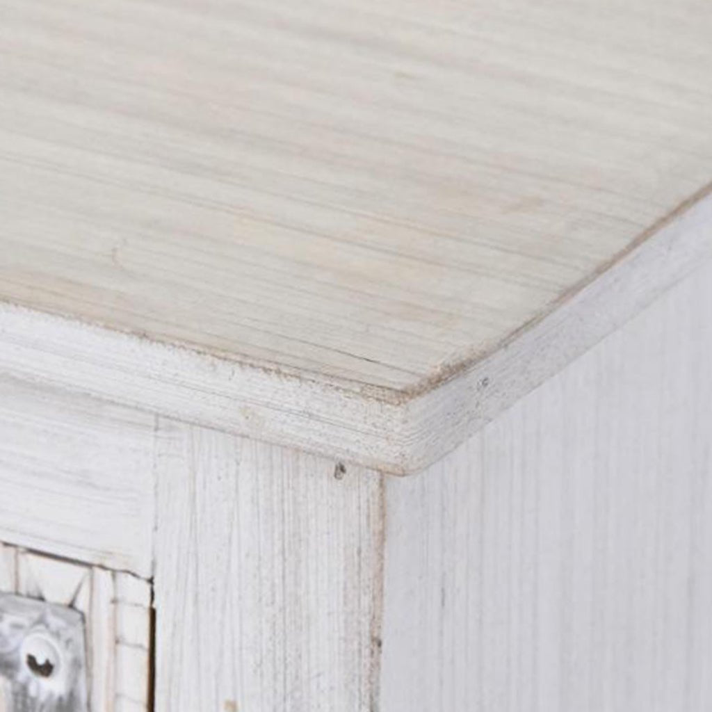 Móvel de Televisão Branco Madeira Maciça Cravada JASMIN - Gato Preto