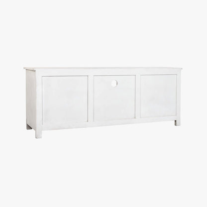 Móvel de Televisão Branco Madeira Maciça Cravada JASMIN - Gato Preto