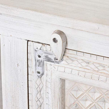 Móvel de Televisão Branco Madeira Maciça Cravada JASMIN - Gato Preto