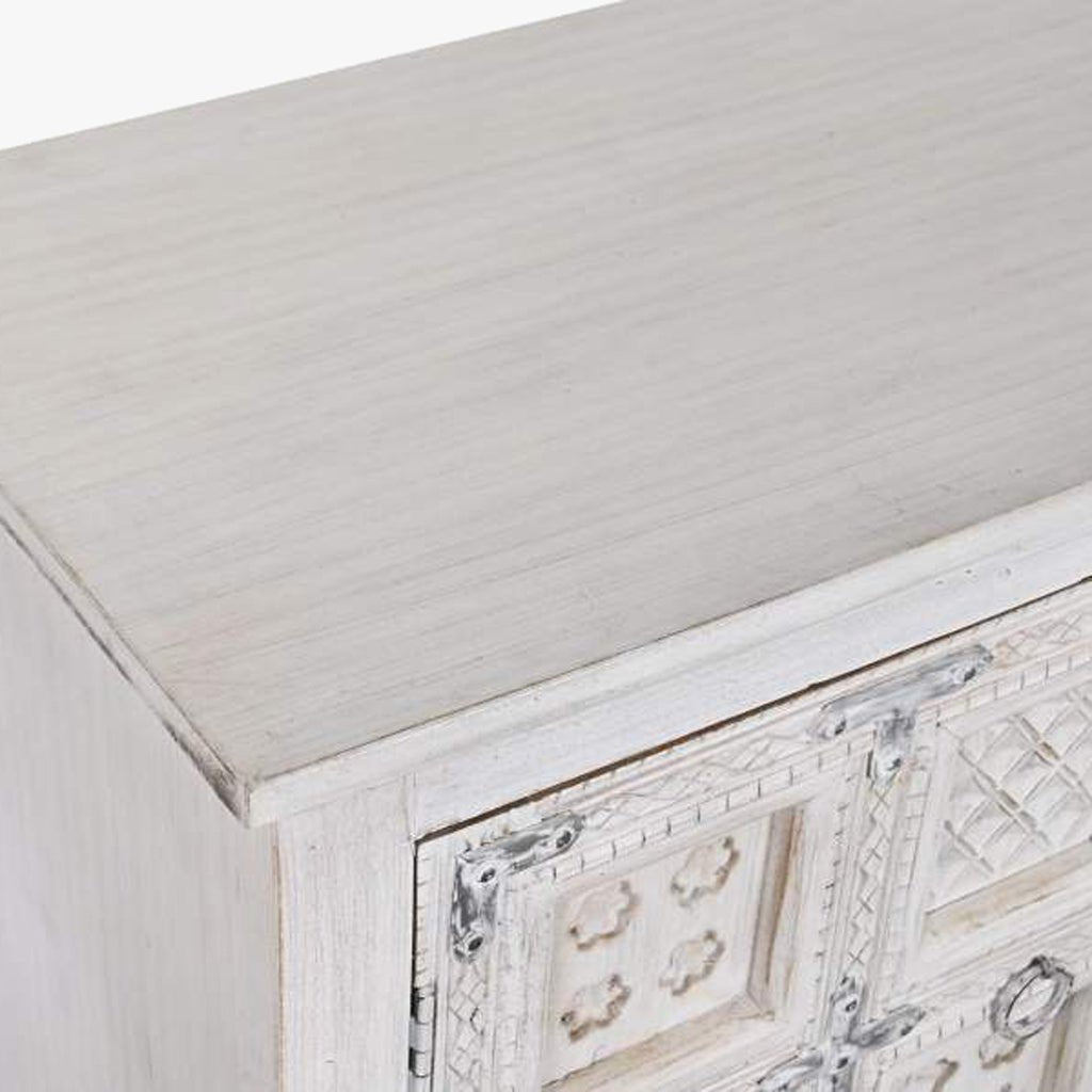 Móvel de Televisão Branco Madeira Maciça Cravada JASMIN - Gato Preto