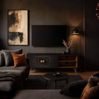 Móvel de Televisão de Metal e Madeira TORA - Gato Preto