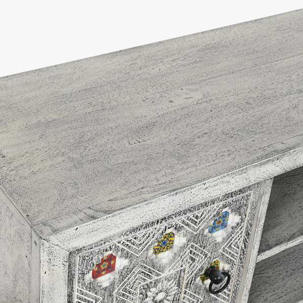 Móvel de Televisão Madeira com Mosaicos em Cerâmica 130x40x56 JASMIN - Gato Preto