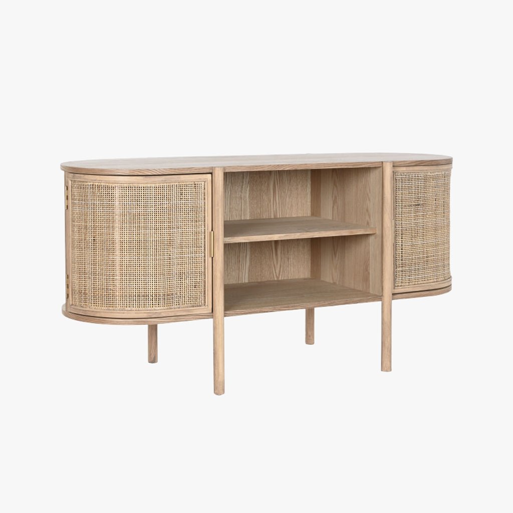 Móvel de Televisão Madeira e Rattan ZUMA - Gato Preto