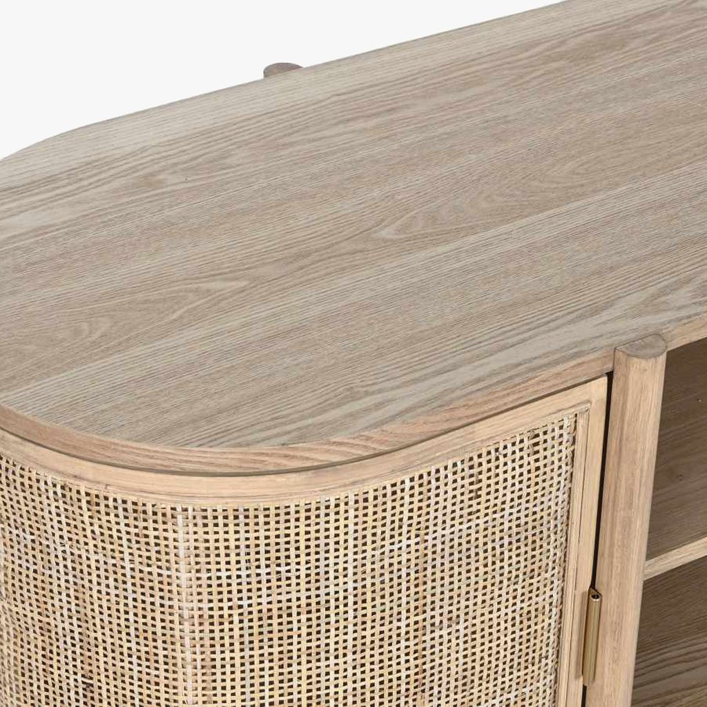 Móvel de Televisão Madeira e Rattan ZUMA - Gato Preto