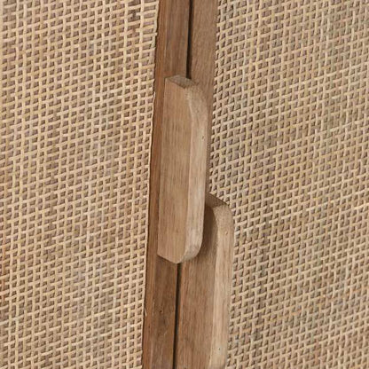 Móvel de Televisão Quatro Portas Madeira e Rattan VEREDA - Gato Preto