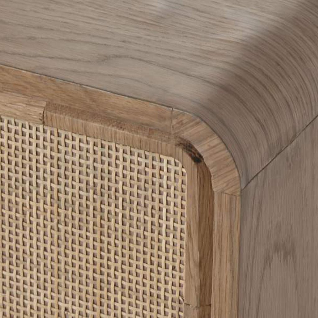 Móvel de Televisão Quatro Portas Madeira e Rattan VEREDA - Gato Preto