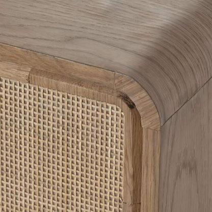 Móvel de Televisão Quatro Portas Madeira e Rattan VEREDA - Gato Preto