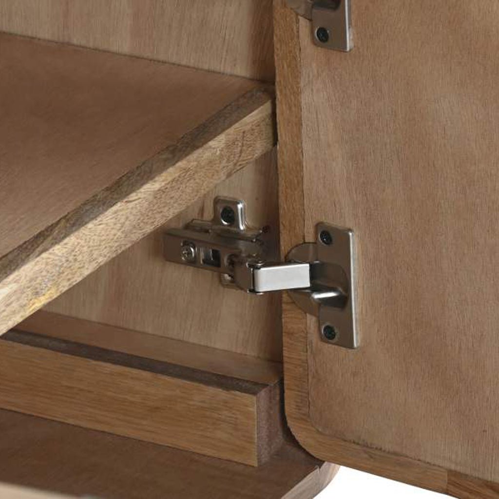 Móvel de Televisão Quatro Portas Madeira e Rattan VEREDA - Gato Preto