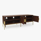 Móvel Televisão Madeira e Detalhes em Dourado 147x42,50x50 VARANASI - Gato Preto