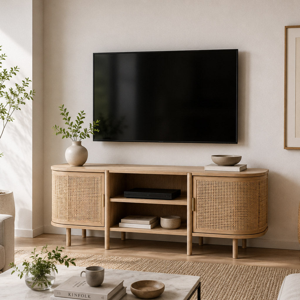 Mueble para Televisión de Madera y Ratán ZUMA