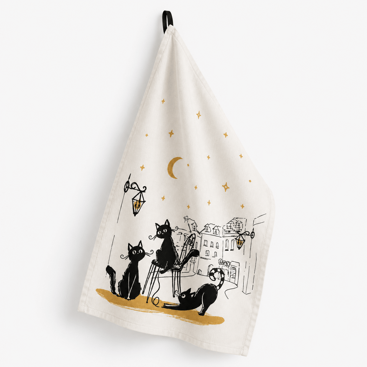 Pano Cozinha Gatos 45x60 CAT CREW - Gato Preto